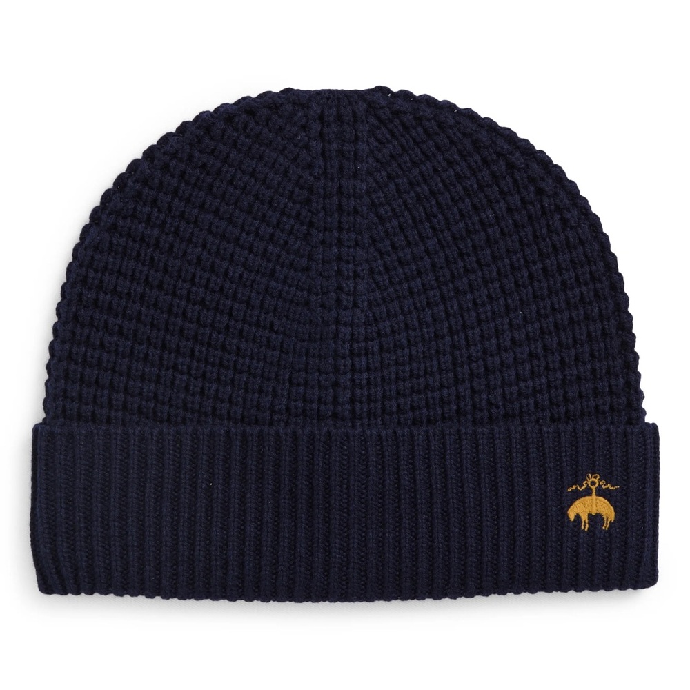 Brooks Brothers Wool & Cashmere Waffle Knit Beanie - Navy